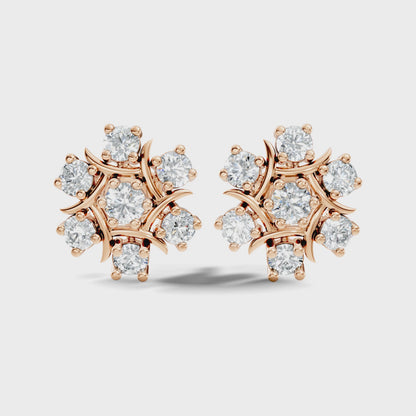 Round Lab Grown Diamond Cluster Starburst Stud Earring