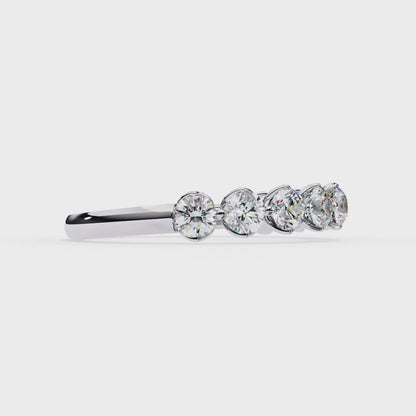 Art Deco Round Cut Lab Grown Diamond Half Eternity Elegant Cluster Stunning Daily Wear Band Gift For Her
