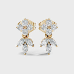 Round & Marquise Cut Lab Grown Diamond Drop Earring