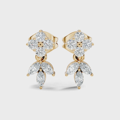 Round & Marquise Cut Lab Grown Diamond Drop Earring