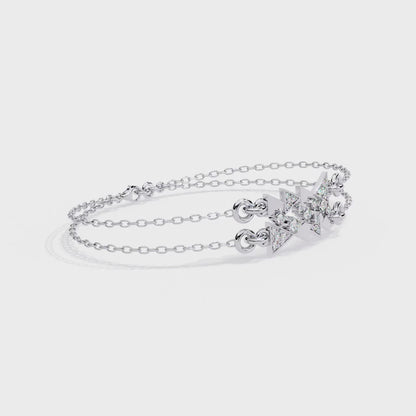 Round Cut Diamond Dainty Hand Crafted Cluster Vintage Timeless Bracelet Gift for Her Women's