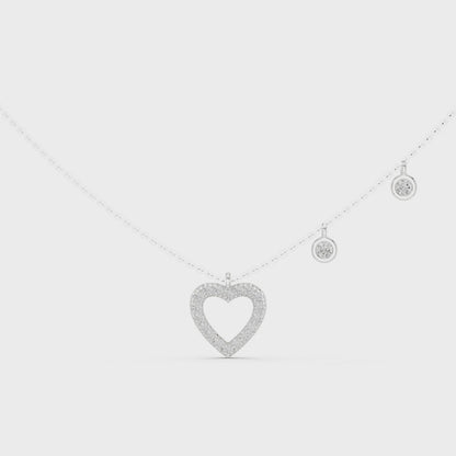 Heart Shape Lab Grown Diamond Necklace with Drop Accents