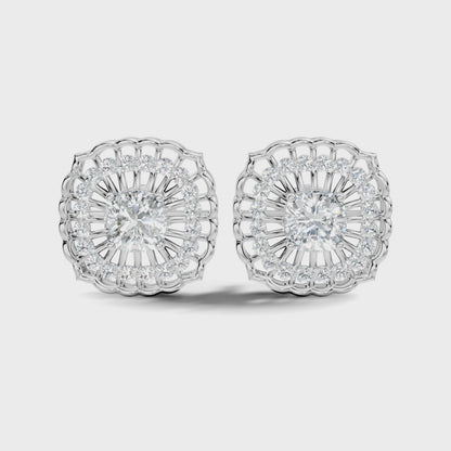 Cushion Square And Round Shape Lab Grown Diamond Sparkling Square Style Diamond Earrings For Her