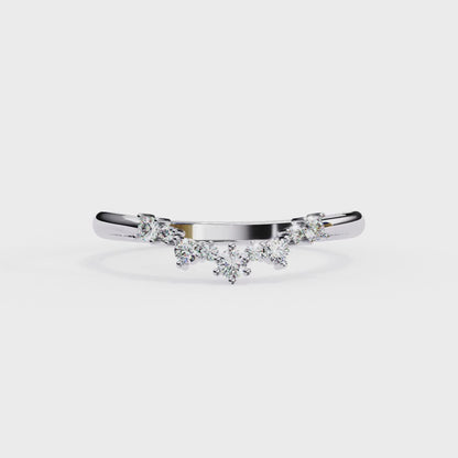 Round Cut Lab Grown Diamond  V Shape Prong Set Unique Delicate Statement Dainty Daily Wear Band