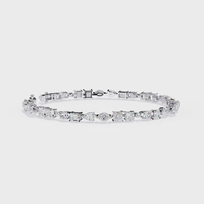 5.74Ct Multi Shape Lab Grown Daimond Unique Perfect Dainty Handcrafted Statement Tennis Bracelet Annivrasry Gift For Her