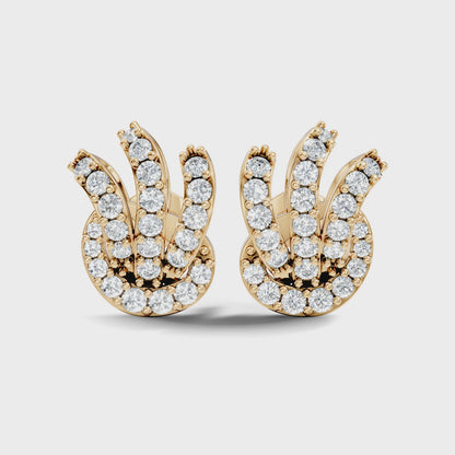 Round Cut Lab Grown Diamond Unique Classic Stud 18k Gold Earring
