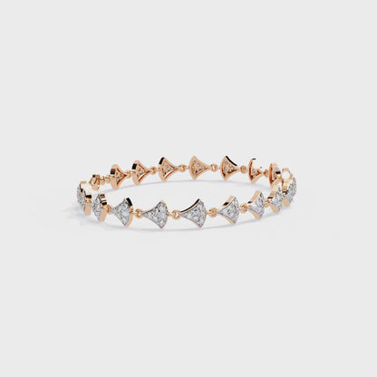 14k Yellow Gold 1.05Ct Round Cut White Colorless Lab Grown Diamond Prong Set Bridesmaid Line Dainty Bracelet For Her