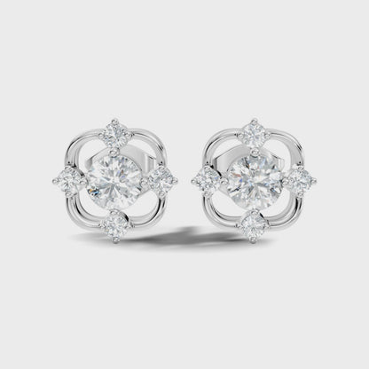 Elegant 14K Yellow Gold Round Cut Labgrown Diamond Stud Earrings For Weddings