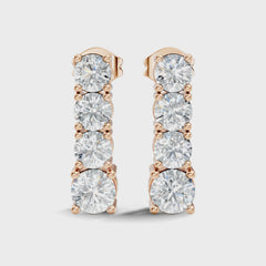 Round Shape Lab Grown Diamond Unique Drop Earring