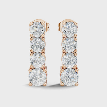 Round Shape Lab Grown Diamond Unique Drop Earring