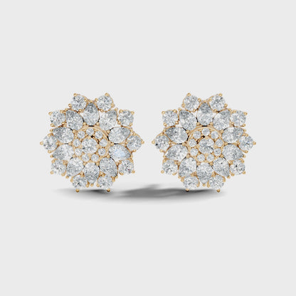 3.35 Ct Pear and Round Cut Lab Grown Diamond Floral Stud Earring