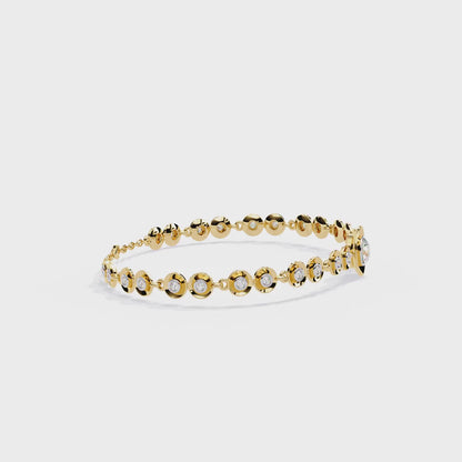 Round Cut Top Grade Lab Grown Diamond Bezel Set Unique Minimalist Bridesmaid Tennis Bracelet Gift For Her