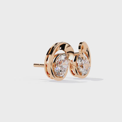 Solitaire 1.32Ct Oval Cut Lab Grown Diamond Antique Cluster Elegant Dainty Daily Wear Stud Earring Gift For Her