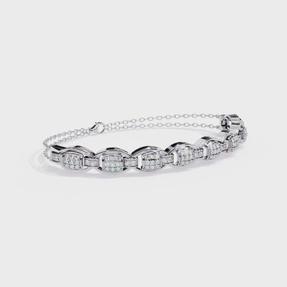 Round Cut High Quality Diamond Dainty Prong Set Minimalist Elegant Stackable Bangle For Gift