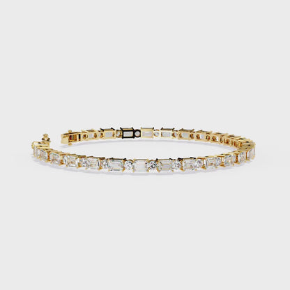 5.10Ct Emerald And Round Cut Diamond Elegant Minimalist Vintage Handmade Dainty Tennis Wedding Bracelet Gift For Women's