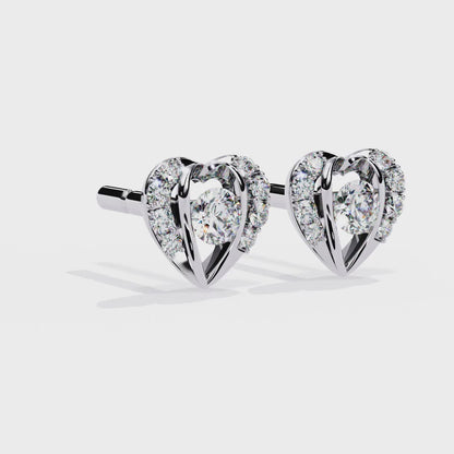 Heart Shape Round Cut Top Grade Diamond Vintage Delicate Antique Handmade Screw Back Stud Earring For Women's