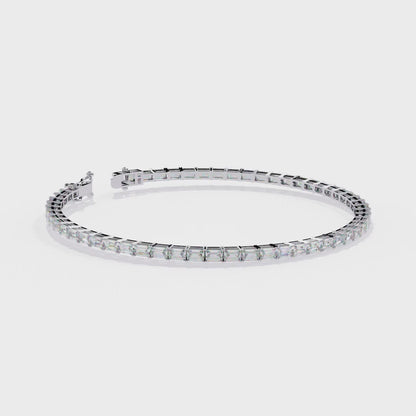 3.53Ct Emerald Cut Top Grade Lab Grown Diamond Unique Art Deco Dainty Engagement Tennis Bracelet Gift For Her