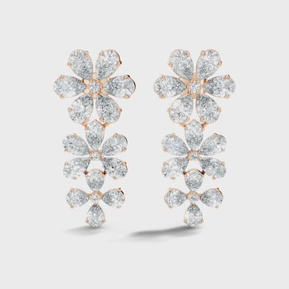 Pear Shape Lab Grown Diamond Floral Drop Earring