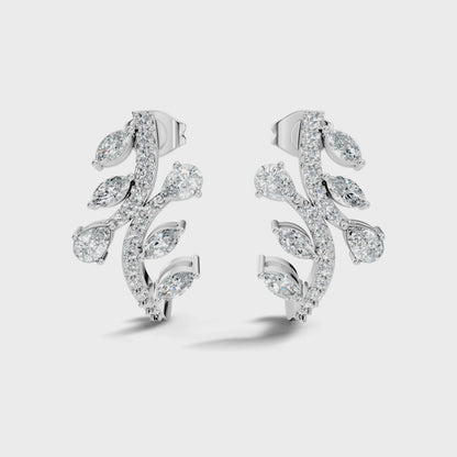 0.50 Ct Pear and Round Lab Grown Diamond Leaf Stud Earring