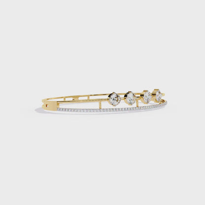 Vintage 2.32Ct Round Cut White Colorless Diamond Prong Set Sparkling Perfect Dainty Party Wear Bangle
