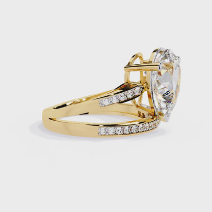 5.78Ct Pear And Round Cut Diamond Antique Vintage 10k Yellow Gold  Elegant Statement Dazzling Ring