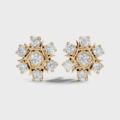 Round Lab Grown Diamond Cluster Starburst Stud Earring