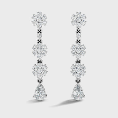 Pear and Round Cut Lab Grown Diamond Prong Set Drop Earring