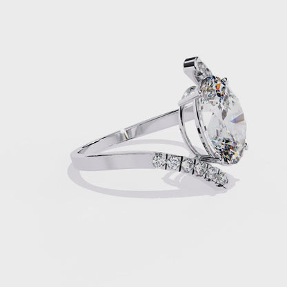 2.41Ct Oval And Round Cut Diamond Antique Timeless Prong Set Dainty Minimalist Promise Ring Gift For Her