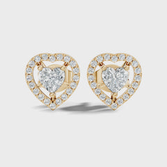 Heart Shape Lab Grown Diamond Prong Set Halo Stud Earring
