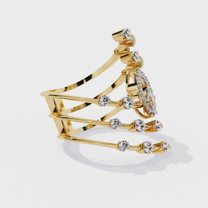 14k Solid Gold 1.18Ct Pear, Marquise and Round Cut Diamond Minimalist Stunning Perfect Engagement Ring