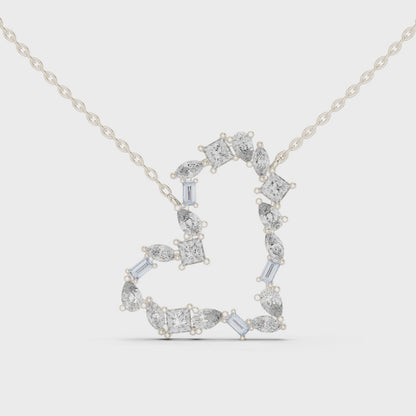 Multiple Diamond Heart Type Lab Grown-Natural Shining Diamond Pendant For Women