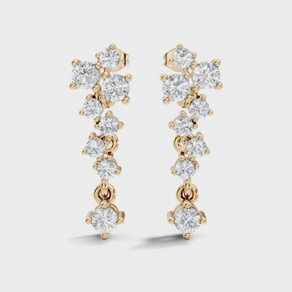 Round Cut Lab Grown Diamond Graduated Drop Earring