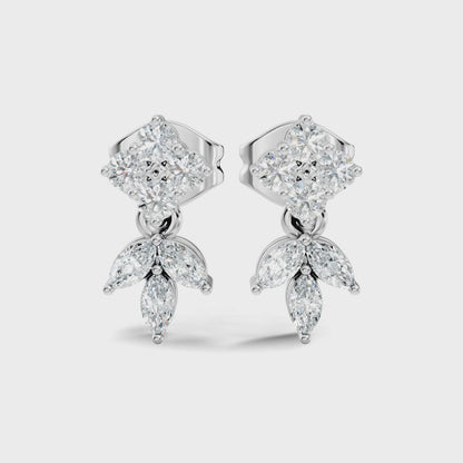 Round & Marquise Cut Lab Grown Diamond Drop Earring