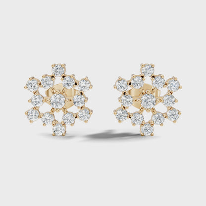 Round Shape Lab Grown Prong Set Diamond White Gold Stud Earring
