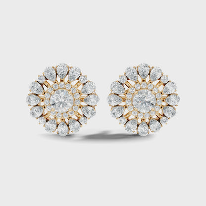 Round Center Lab Grown Diamond Pear Halo Stud Earring