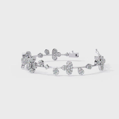 2.36Ct Baguette And Round Cut Diamond Elegant Minimalist Custom Stacking Tennis Party Wear Bracelet