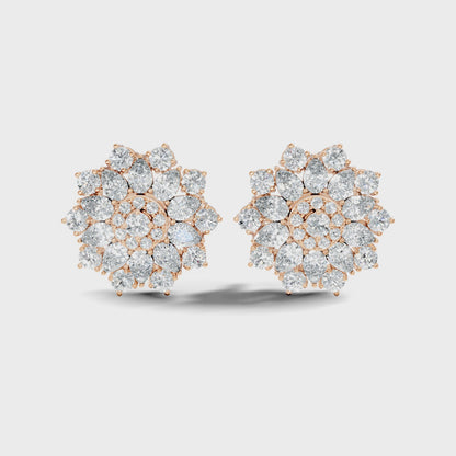 3.35 Ct Pear and Round Cut Lab Grown Diamond Floral Stud Earring