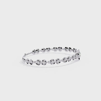 Round Cut Top Grade Lab Grown Diamond Bezel Set Unique Minimalist Bridesmaid Tennis Bracelet Gift For Her