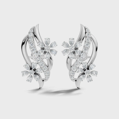 3.80 Ct Pear & Round Shapes Elegance Unique 18k Solid Gold Diamond Earrings For Her