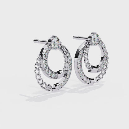 Open Circle Shape Round Cut Lab Grown Diamond Stunning Classic Handcrafted Bridesmaid Stud Earring For Her
