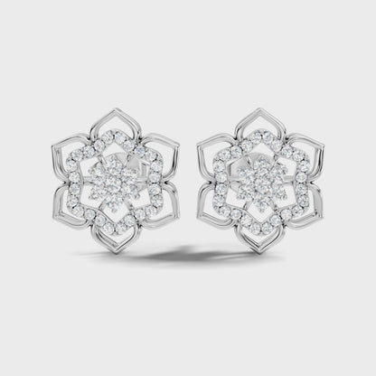 18k Solid Gold Natural & Lab Grown Round Shape Diamond New Classic Elegance Diamond Earrings For Women