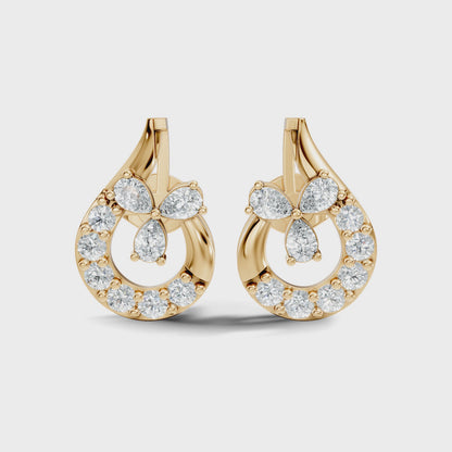 1.13 Ct Round And Pear Shape Lab Grown 7 Natural Diamond Ethically Unique Shape Earrings For Girl
