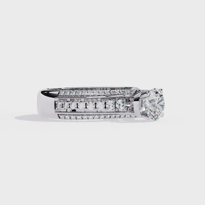 Round Cut 1.23Ct Lab Grown Diamond Unique Delicate Prong Set Three Row Statement Bridesmaid Ring