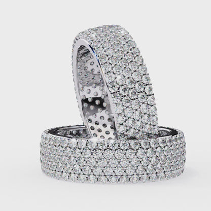 1.81Ct Round Cut Natural Diamond 5 Row Elegant Modern Classic Delicate Dainty Wedding Band For Her