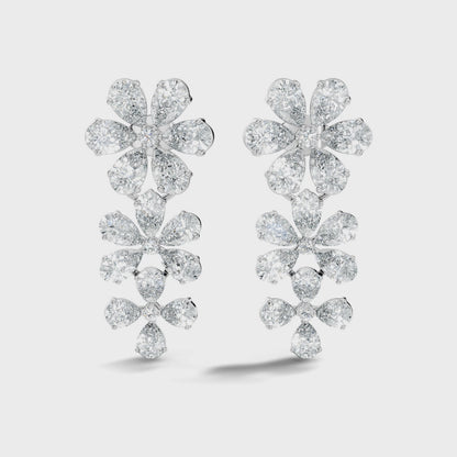 Pear Shape Lab Grown Diamond Floral Drop Earring