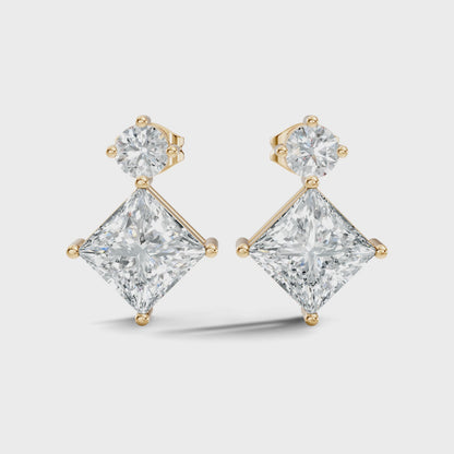 Classic Princess & Round Lab-Grown Diamond Stud Earrings Perfect Gift For Her