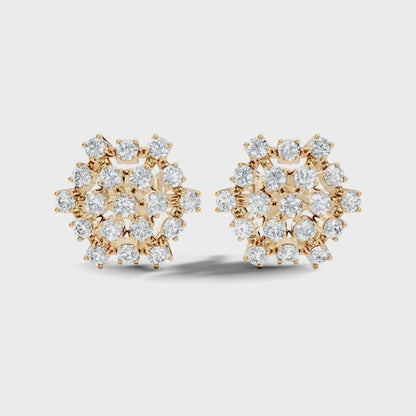 Round Cut Lab Grown Diamond Halo Stud Earring