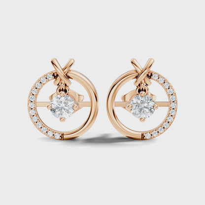 Round Cut Lab Grown Diamond Circle Halo Stud Earring