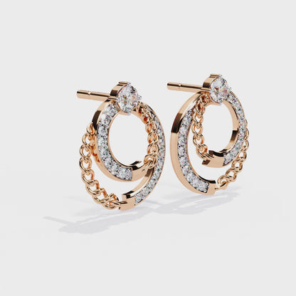Open Circle Shape Round Cut Lab Grown Diamond Stunning Classic Handcrafted Bridesmaid Stud Earring For Her