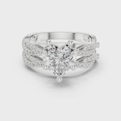 14 KT Solid White Gold Engagement Ring With Heart Cut Labgrown Diamond Perfect Gift For Valentine day